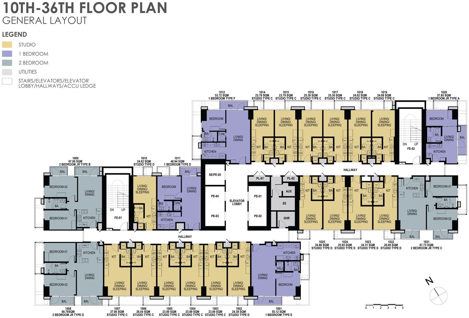 10th–36th Floors general layout plan