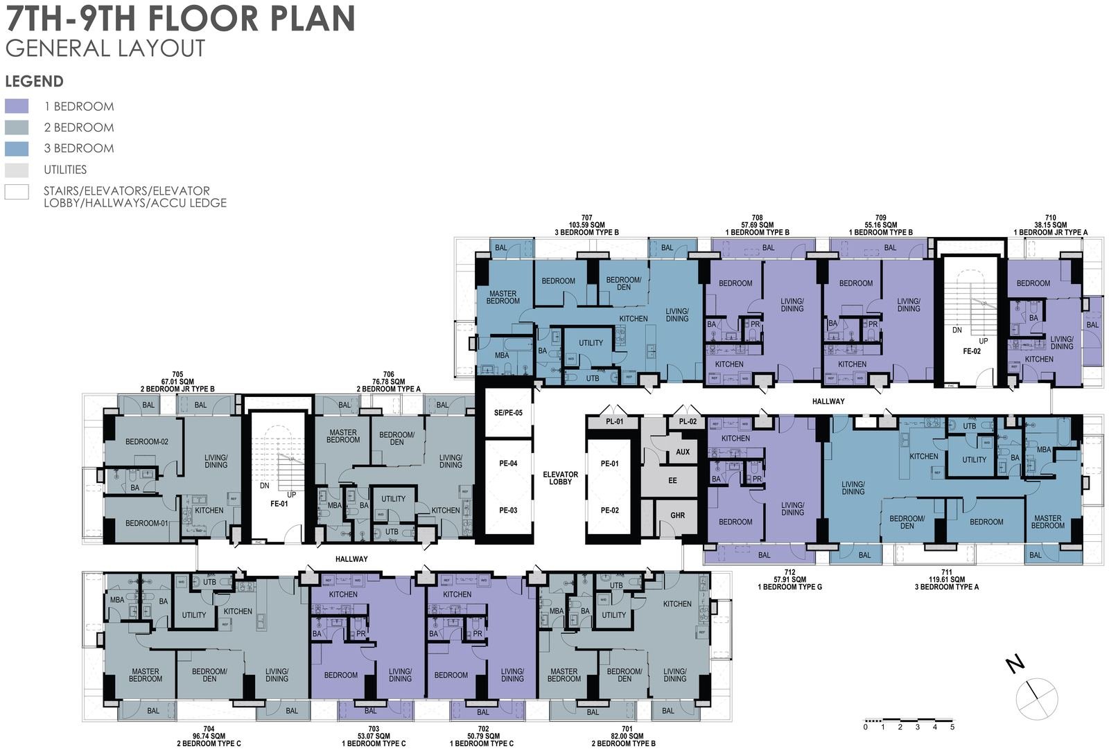 7th–9th Floors general layout plan