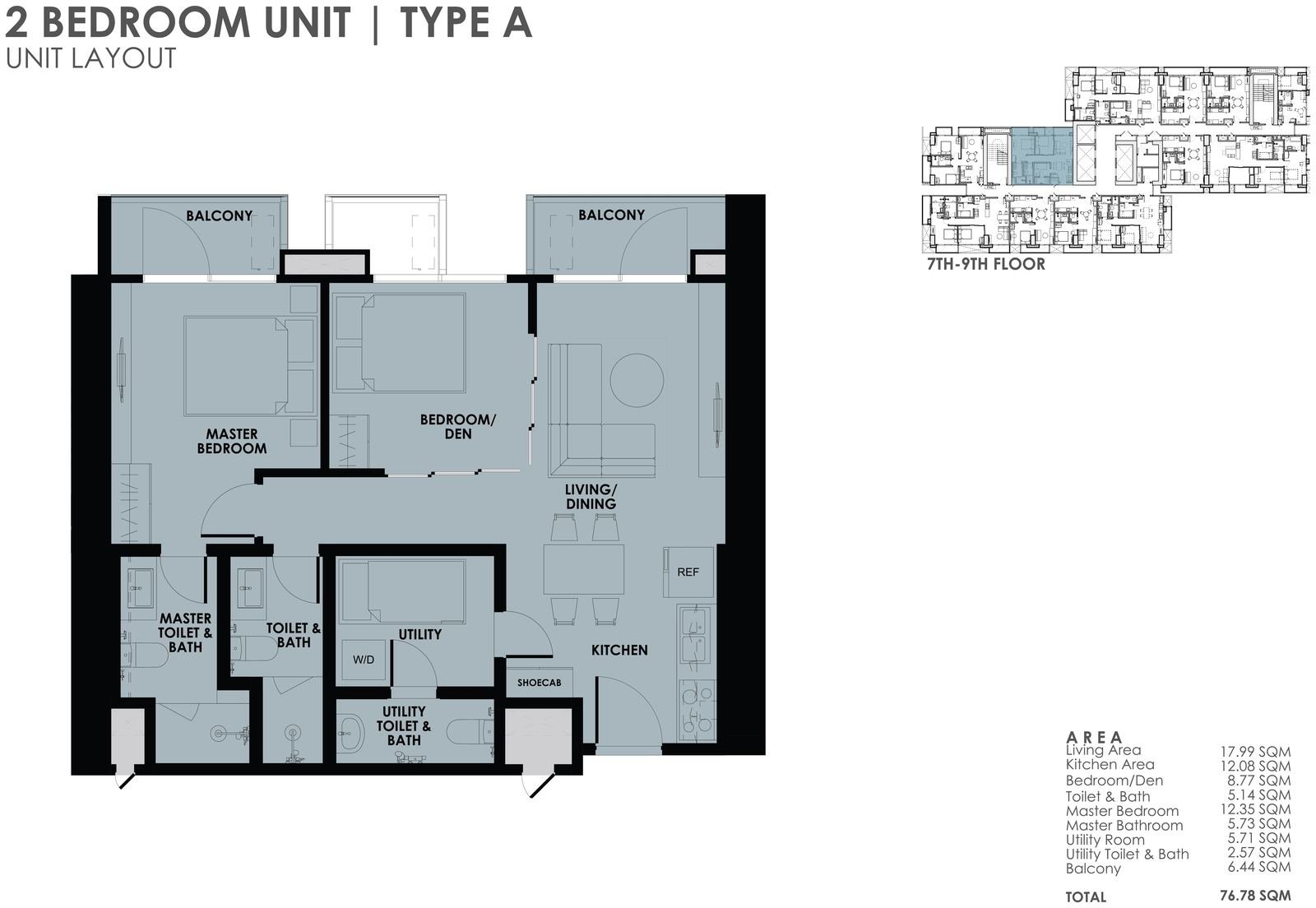 2BR Type A unit layout plan