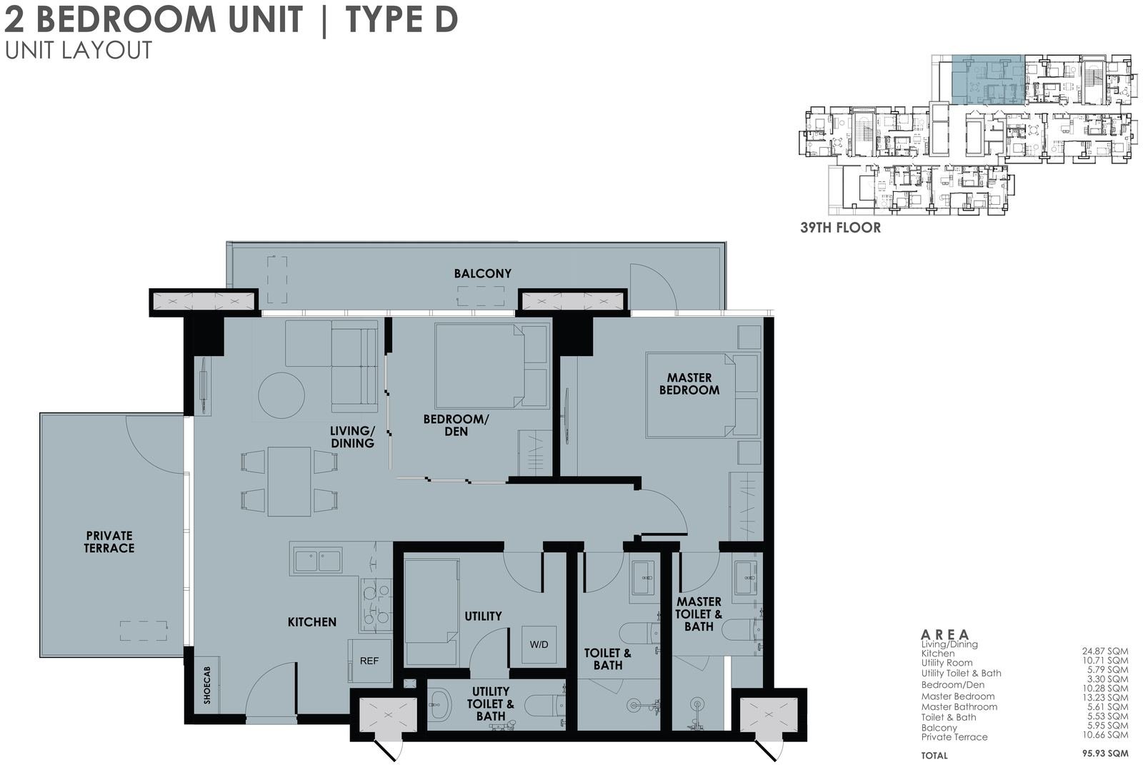 2BR Type D unit layout plan
