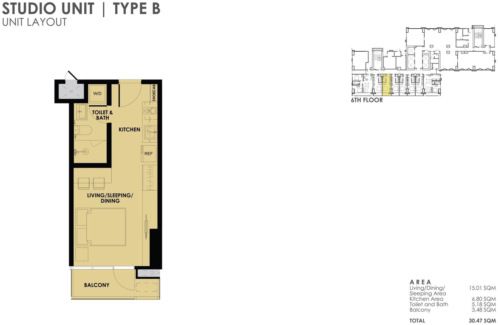 Studio Type B unit layout plan