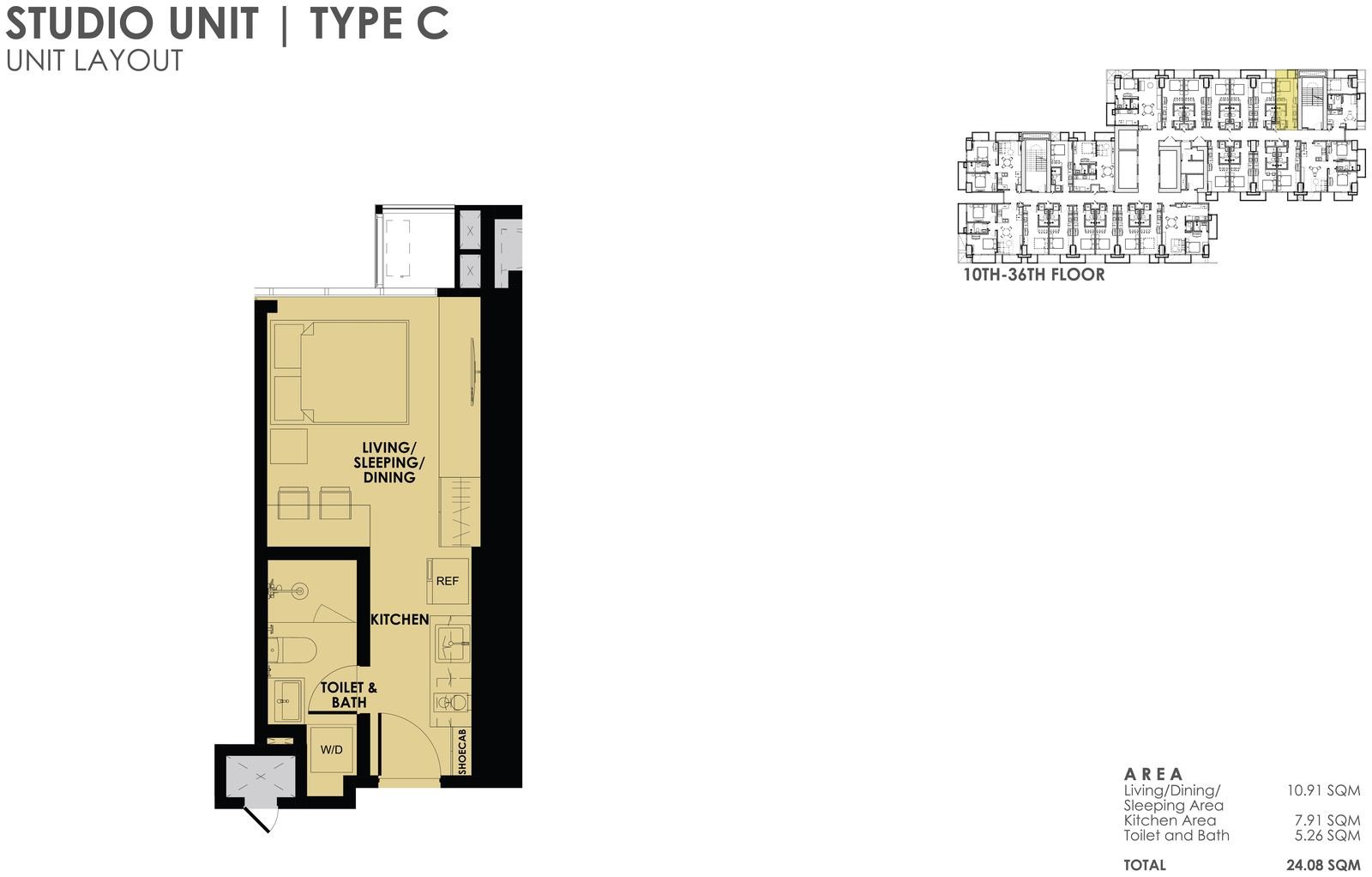 Studio Type C unit layout plan