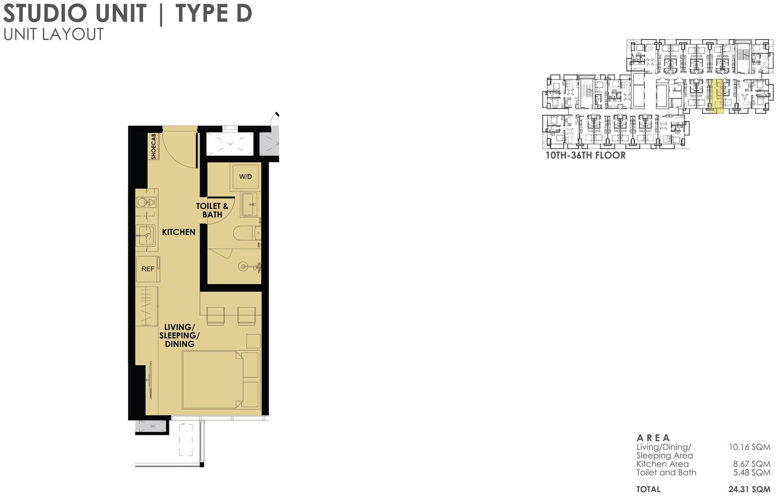 Studio Type D unit layout plan
