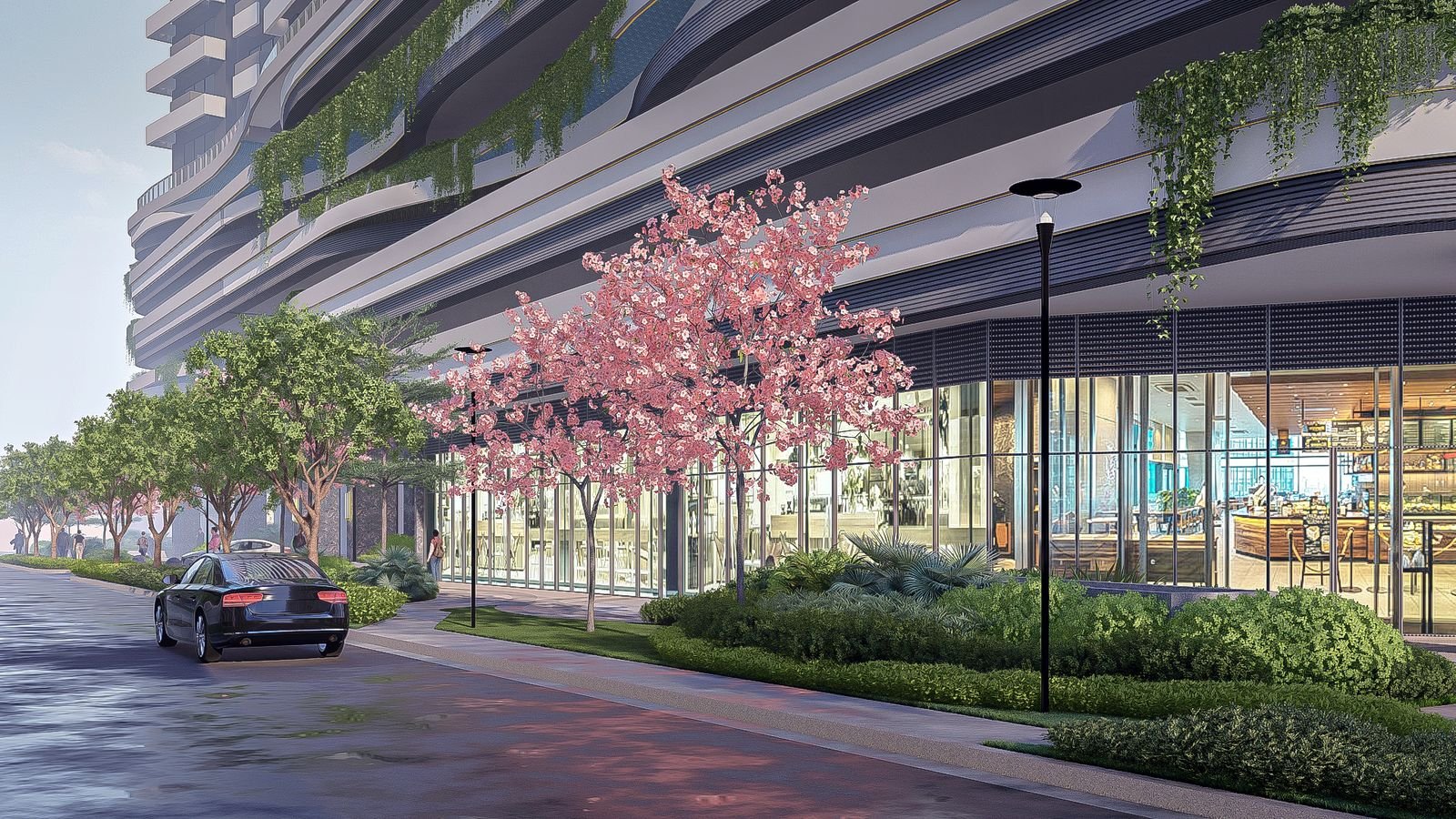 Podium frontage · Architect's perspective