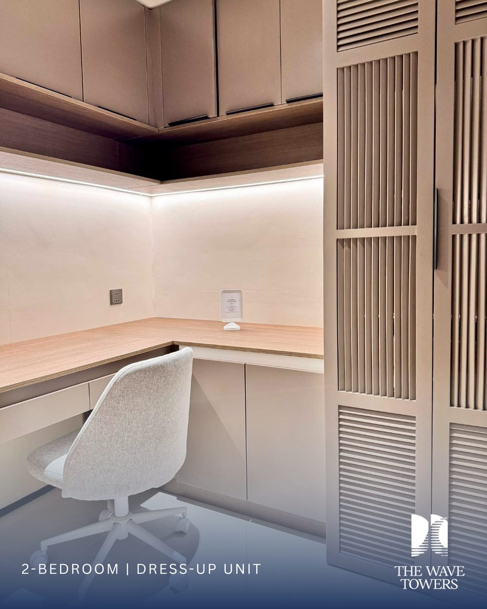 2 Bedroom dress-up unit — Study nook behind the louvred screen