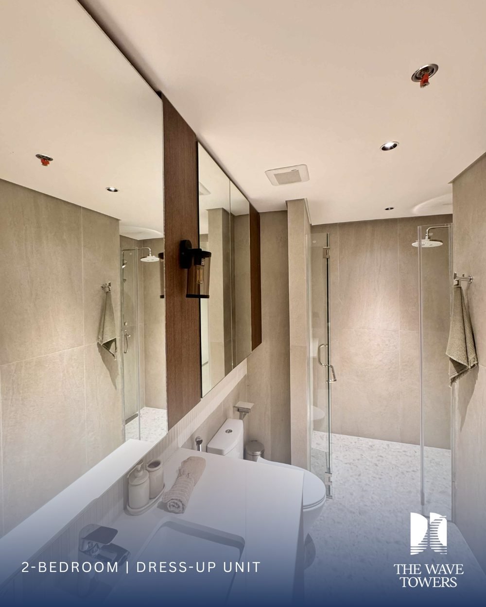 2 Bedroom dress-up unit — Bath with shower enclosure