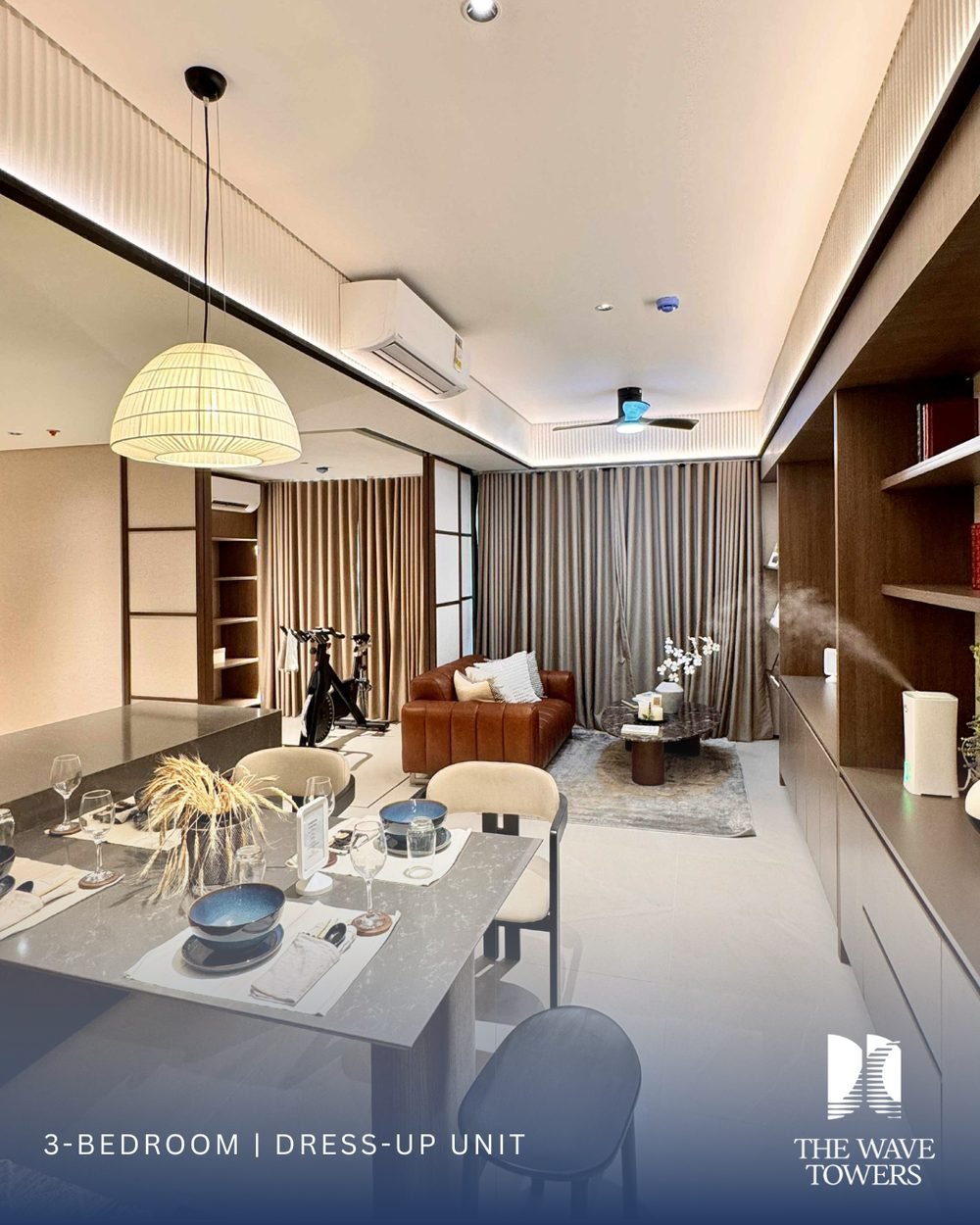 3 Bedroom dress-up unit — Dining, with the living area beyond