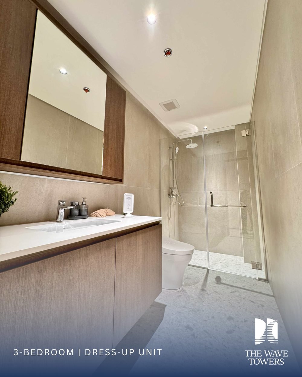 3 Bedroom dress-up unit — Bath with vanity and walk-in shower